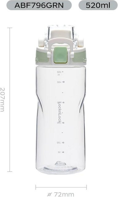 LOCK&LOCK Kunststoff-Sportwasserflasche mit Skala und Griff in Grün, 520 ml - Bild 1
