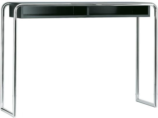 Thonet B 108 Konsoltisch in Schwarz mit verchromtem Rundrohr - Bild 1
