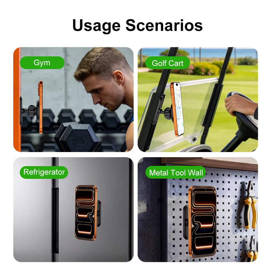 WSSHE Doppelseitiger magnetischer Handyhalter Ständer, 360 Grad drehbar, Universal Telefonhalterung für iPhone und Samsung, Orange - Bild 6