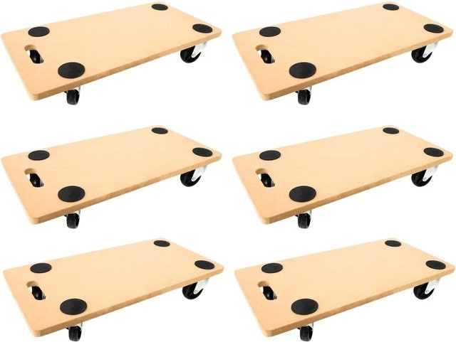 PROREGAL 6er Set Profi Transportroller aus MDF Holz in Braun, H x B x T: 11,5 x 30 x 60 cm, Traglast 200 kg - Bild 1