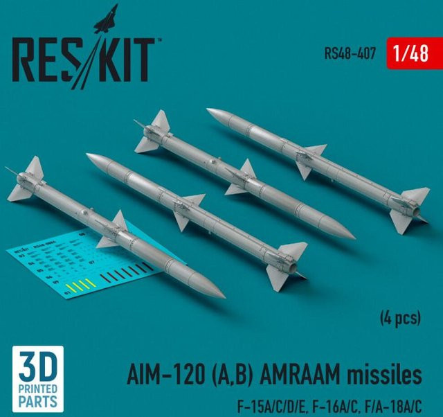 ResKit Models AIM-120 (A,B) AMRAAM missiles, 4-teiliges Set, 3d Printed - Bild 1