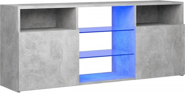 vidaXL TV-Schrank mit LED-Leuchten in Betongrau, B/T/H: 120 x 30 x 50 cm - Bild 1