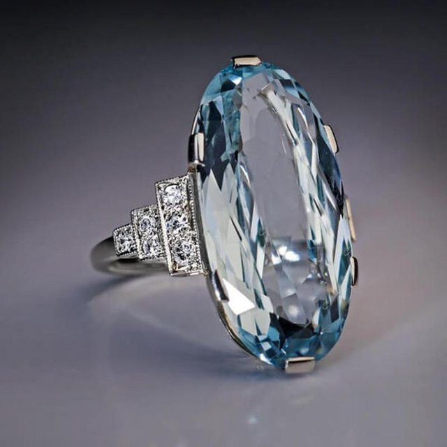 YIRAN Jewelry Ring, Silber, Zirkonia, Damen, Blau - Bild 1