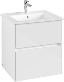 V&B Waschtischunterschrank Collaro in Glossy White mit mittiger Waschtischöffnung, B/T/H: 56,1 x 61 x 48 cm - Bild 1