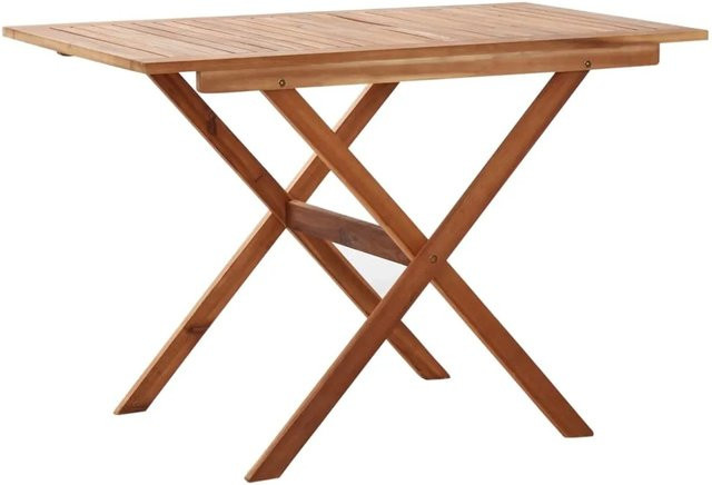 vidaXL Gartentisch aus massivem Akazienholz in Braun mit Latten-Design, B/T/H: 110 x 67 x 74 cm - Bild 1