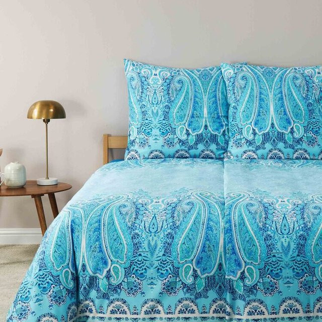 Granfoulard Bettwäschegarnitur Mergellina Paisley in Ocean Blue aus Baumwollsatin, B/H: 200 x 200 cm - Bild 1