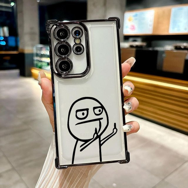 Lustige Handyhülle mit Süßer Mittelfinger Motiv für Samsung Galaxy S26 Ultra, S25, S24, S23, S21 Ultra, S20 FE und S25 Plus 5G Cover - Bild 1