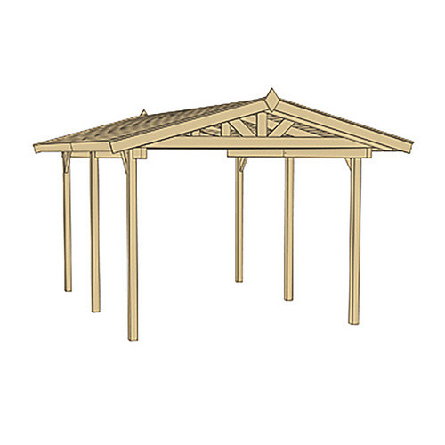 WEKA Einzelcarport 611 mit Satteldach aus Massivholz in Braun, B: 288 cm, T: 389 cm, H: 270 cm - Bild 3