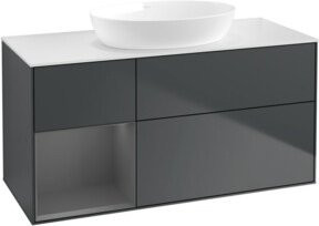 V&B Finion Waschtischunterschrank mit Wandbeleuchtung, Breite: 120 cm, Tiefe: 50,1 cm, Höhe: 50,1 cm, lackiert, matt blau - Bild 1