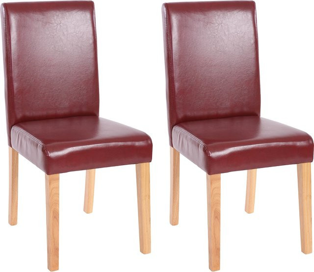 MCW Esszimmerstuhl Littau 2er-Set aus Kunstleder in Rot-Braun mit hellen Beinen - Bild 1