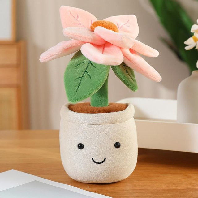 Yiran toy Kawaii Kunstpflanze Plüschtopf, Plüschblume, 22cm - Bild 1