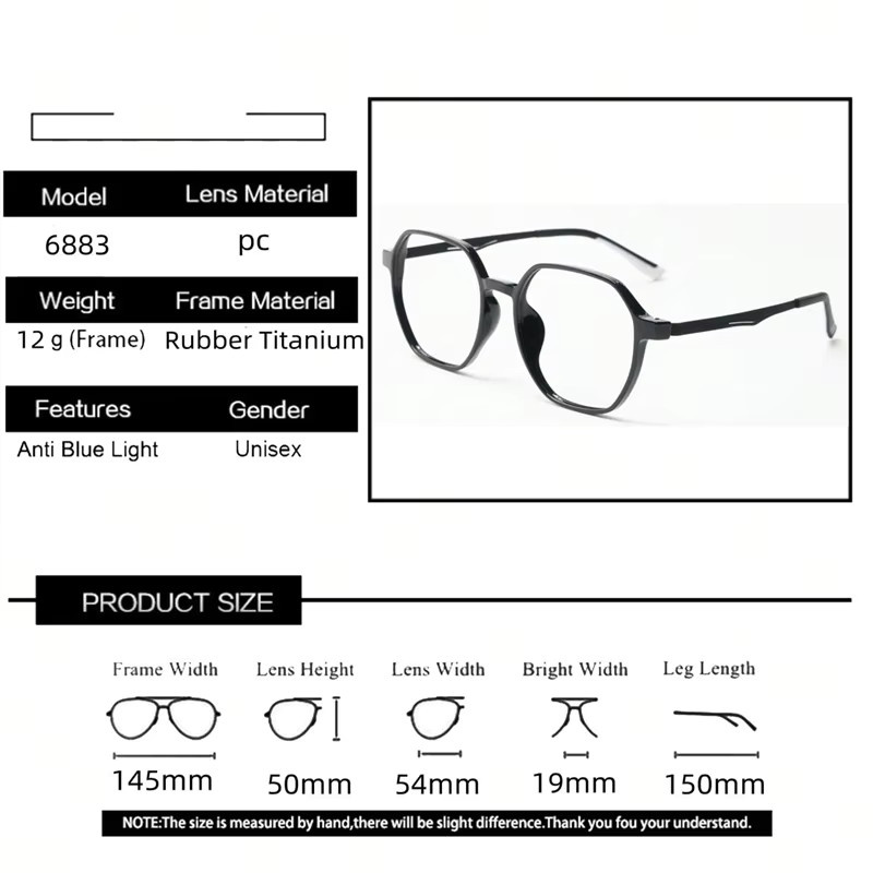 LOERHUNAR Korrektionsbrille, TR90, Polygonale, Vollrand, Unisex, Schwarz, Blaulichtfilter - Bild 2