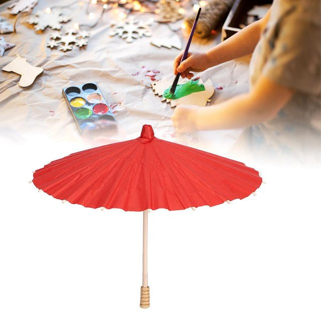 mfySpace Weißer Blanko-Papierregenschirm Bunter Ölpapierregenschirm DIY Malhandwerk rot - Bild 1
