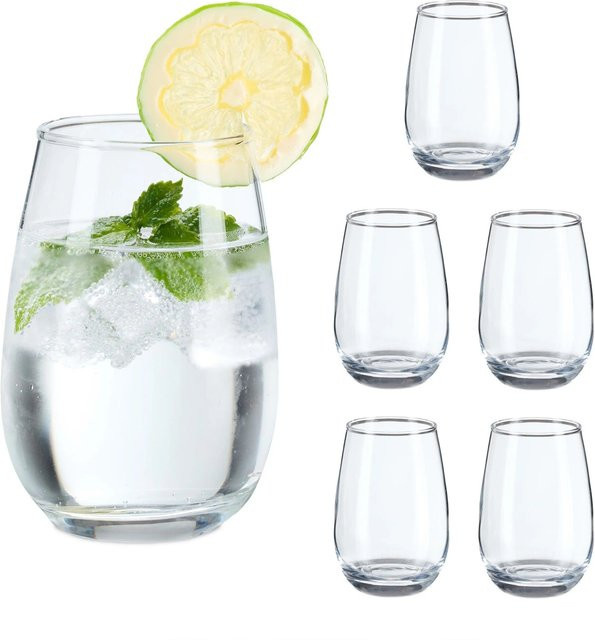 Relaxdays Trinkgläser 6er Set aus Glas, transparent, 400 ml - Bild 1