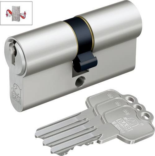 BASI Profil-Doppelzylinder V50 Gleichschließend mit Not- und Gefahrenfunktion Silber B/T/H: 40 x 40 mm - Bild 1