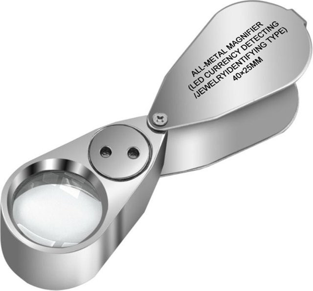 SoleMemory Taschenlupe 40x, Vollmetall, mit LED-Beleuchtung, silver - Bild 1