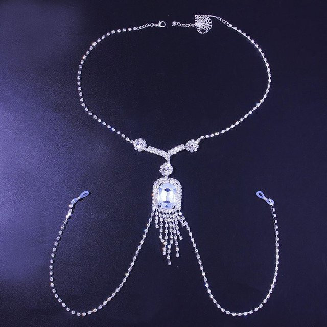 StoneFans Nippelkette, Kristall, Silber, Damen, blau - Bild 1