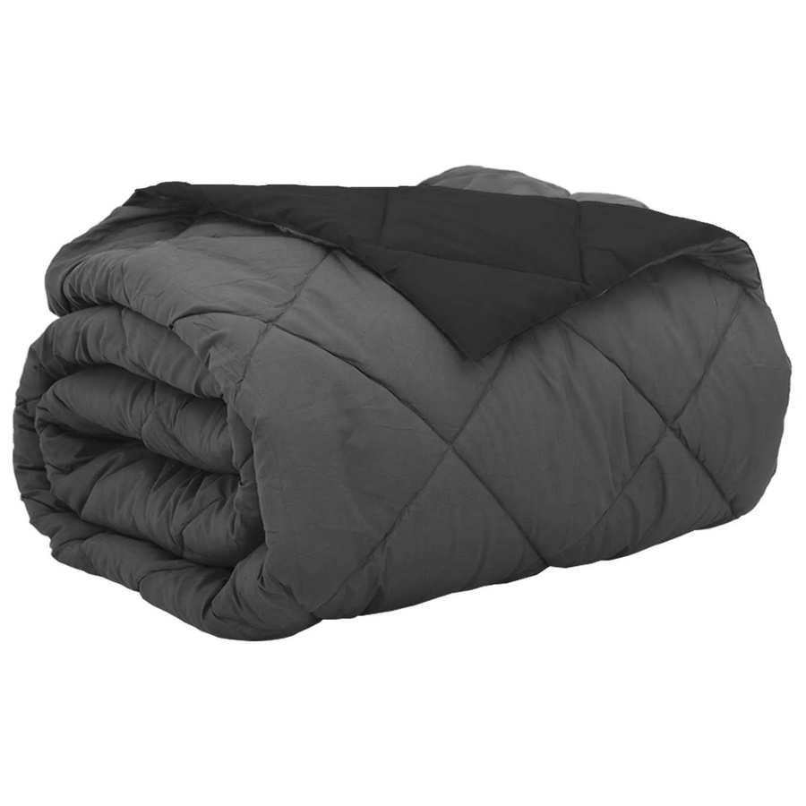 vidaXL Sommerdecke aus Mikrofaser in Schwarz und Anthrazit mit Diamond-Muster, B/T: 240 x 220 cm - Bild 2