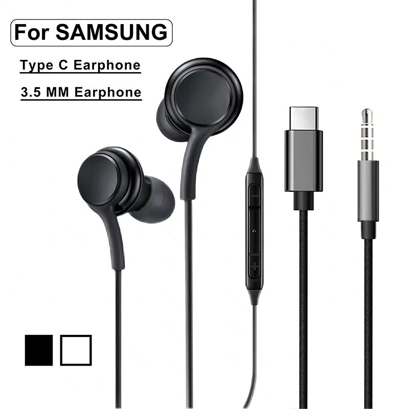 Keai USB-C In-Ear Kopfhörer mit 3,5mm Anschluss für Samsung Galaxy S26 S25 S24 S23 Ultra Plus und Android Geräte in Schwarz oder Weiß - Bild 1