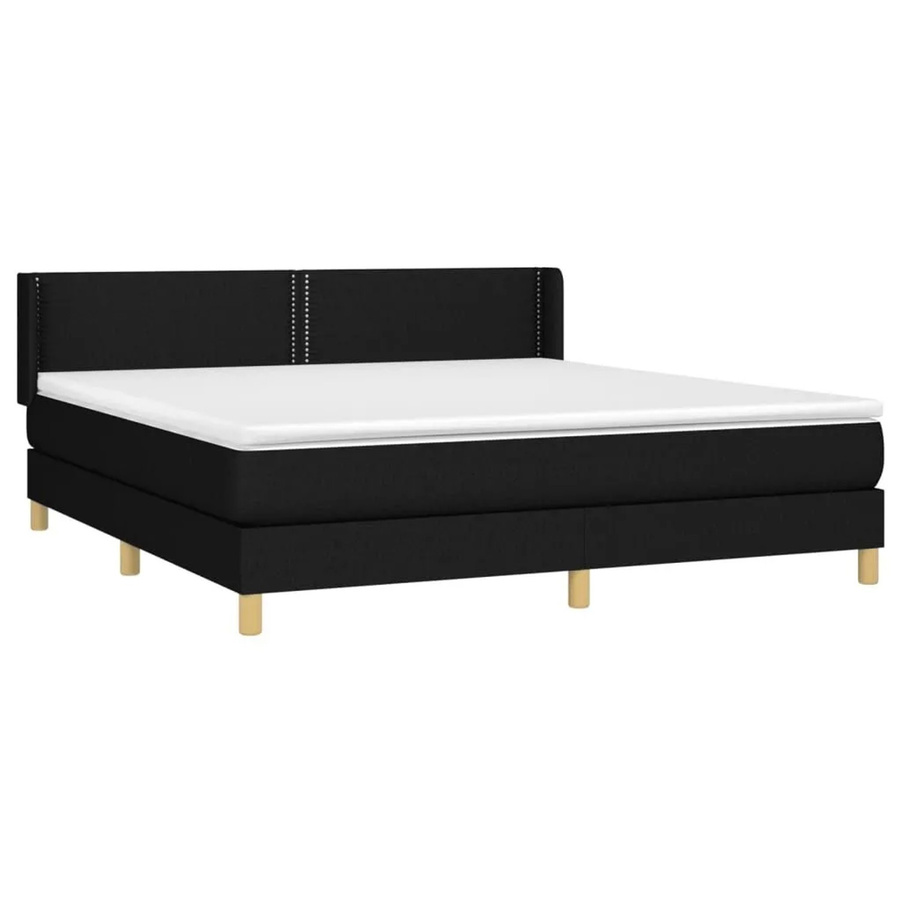 vidaXL Boxspringbett mit Matratze und Kopfteil in Schwarz, Hybrid-Bett mit Taschenfederkern aus Stoff und Lärchenholz, B/T/H: 180 x 200 x 183 cm - Bild 2
