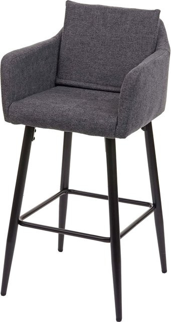 Barhocker MCW-H93 in Dunkelgrau mit Stoffbezug und Metallgestell - Bild 1