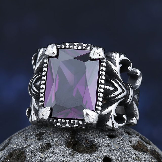 abdo Ring Edelstahl, Kristall, Unisex - Bild 1