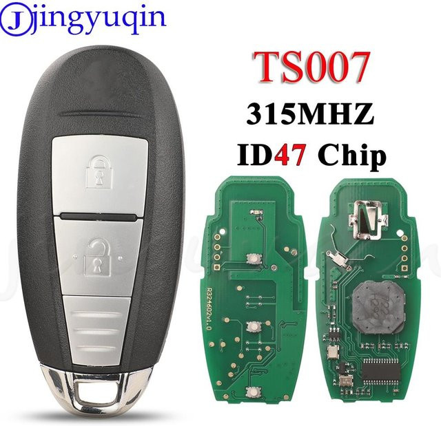 Jingyuqin Smart Remote Autoschlüssel mit 2 Tasten TS007, 315 MHz ID47 Chip in Schwarz für Suzuki SWIFT SX4 VITARA 2010-2015 - Bild 1