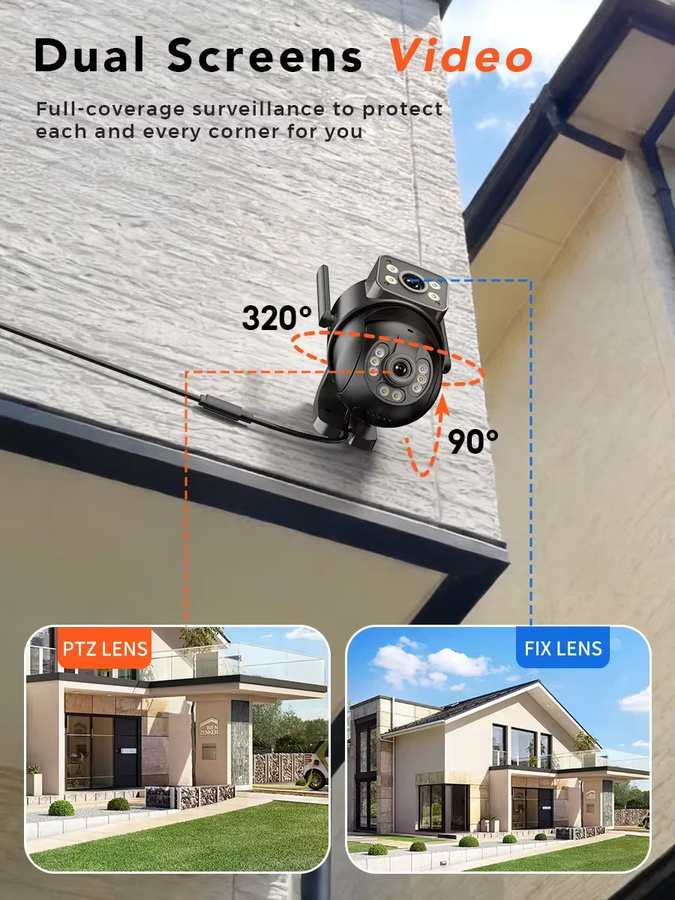 Abuntu 5K HD WLAN-Sicherheitskamera für den Außenbereich mit 8MP Dual-Objektiv, 2,4G+5G Dual-Band, KI-Auto-Tracking und Dual-Bildschirm zur Videoüberwachung - Bild 4