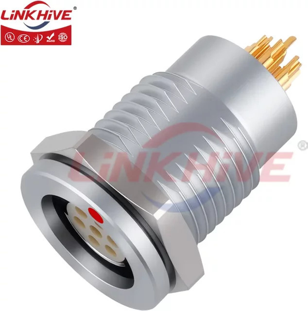 LHJM 19-poliger Stecker in Silber kompatibel mit Fischer Multipole Niederspannungsbuchsen D Body Style 102 103 1031 104 105 2 3 4 5 6 7 9 10 12 19 - Bild 1