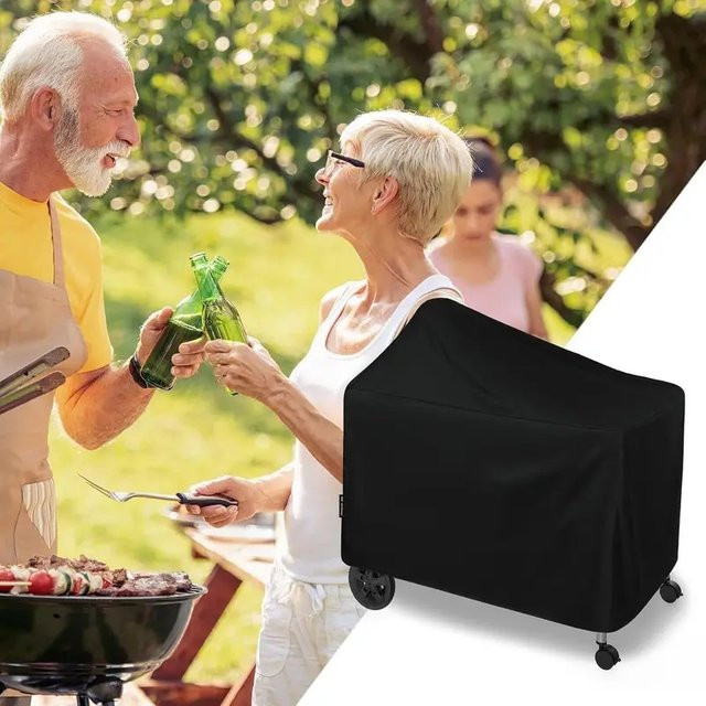 Weber Performer Deluxe Holzkohlegrillabdeckung 22 Zoll in Schwarz mit verstellbarem Kordelzugverschluss - Bild 1