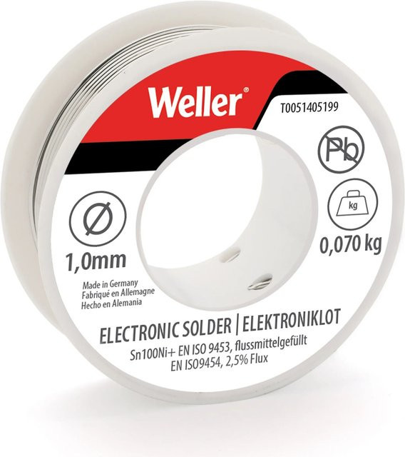 Weller Elektroniklot Sn100Ni100+ Bleifrei, Silber, 70 g, 1 mm - Bild 1