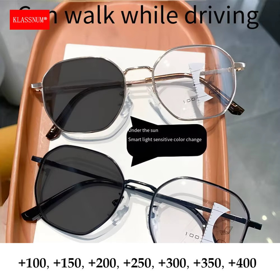 KLASSNUM Lesebrille Damen, Vollrand, Metall, gold - Bild 2
