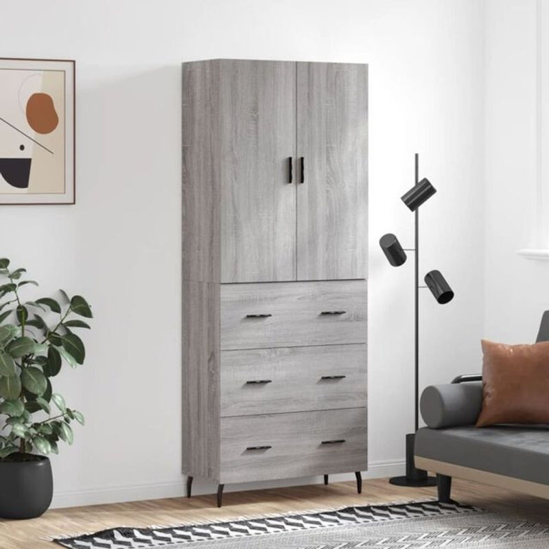 Vidaxl Highboard Modern in Grau aus Holzwerkstoff und Metall, B/T/H: 69,5 x 34 x 180 cm - Bild 1