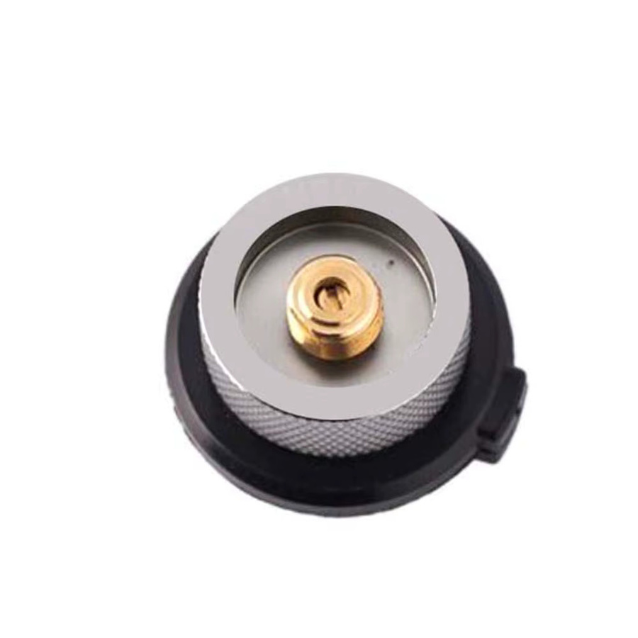 MEROCA Outdoor-Gasherd-Adapter für lange Gaskanister in Schwarz und Grau, kompakt, leicht und auslaufsicher mit drehbarem Schloss - Bild 2