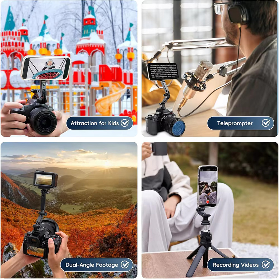 JJC Magnetische Kaltschuh-Telefonhalterung in Schwarz für iPhone, Samsung, DJI Osmo Action und GoPro Kameras - Bild 3
