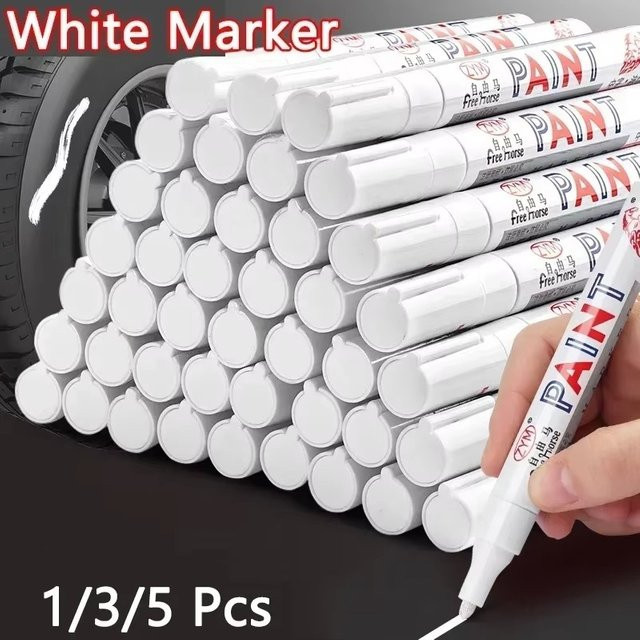 5-teiliges Set weißer Marker-Stifte, wasserfeste und permanente Stifte für DIY, Graffiti und Schule - Bild 1