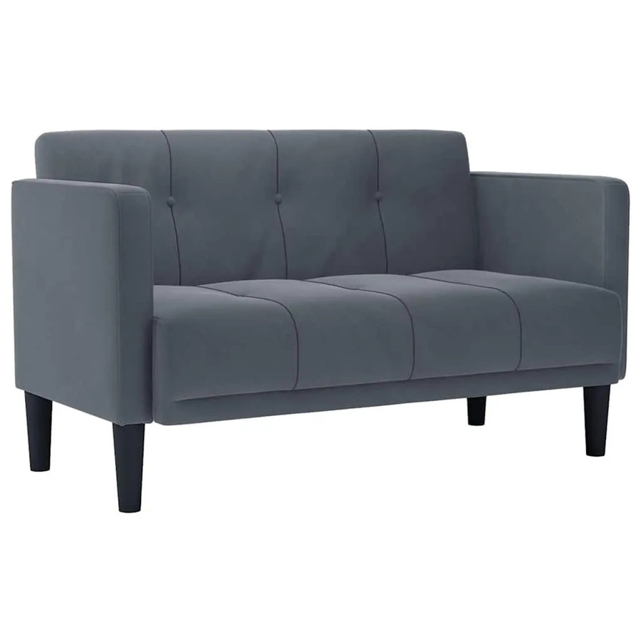vidaXL Zweisitzer-Sofa aus Samt in Dunkelgrau, modernes Polstersofa für das Wohnzimmer, B/T/H: 124 x 74,5 x 67 cm - Bild 2