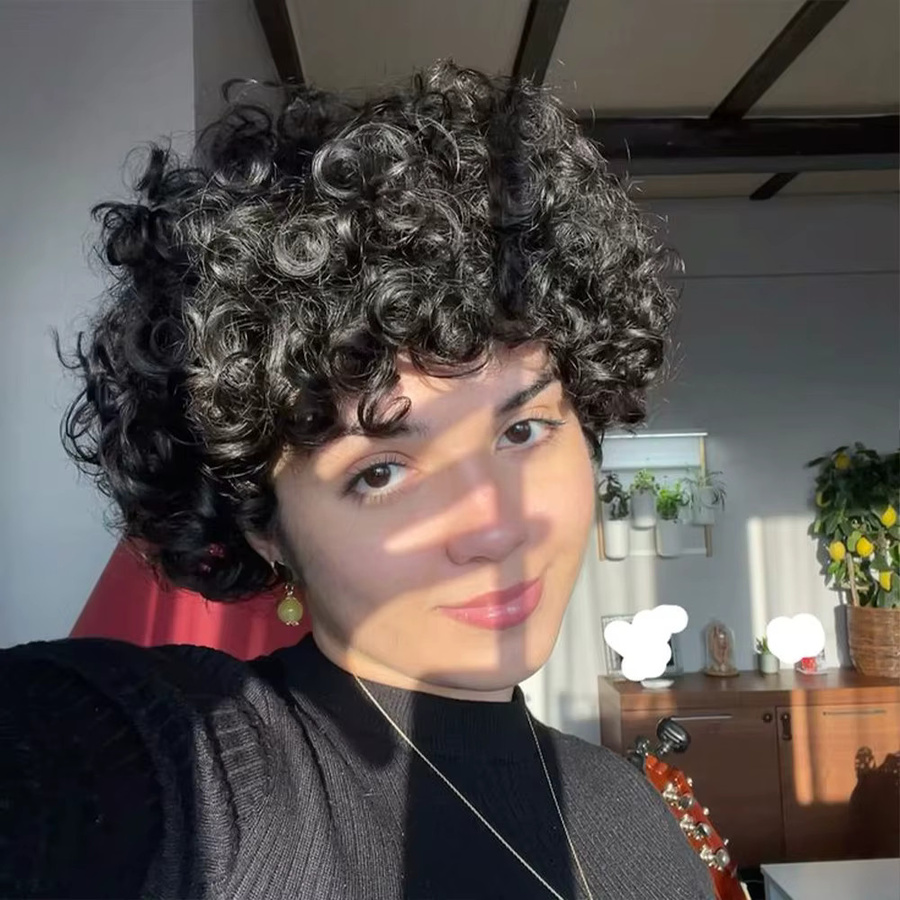 OYM HAIR Afro Rose Curly Pixie Cut Perücke mit Pony, Damen - Bild 2