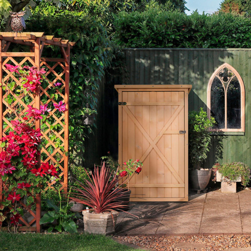 Outsunny Gartenschrank aus Tannenholz in Natur und Beige mit Regalböden, Breite: 75 cm, Tiefe: 56 cm, Höhe: 115 cm - Bild 2