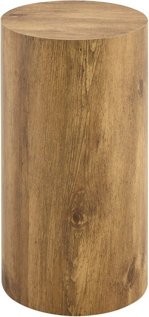 okwish Couchtisch mit rundem Design in Braun und Holzmaserung, B/T/H: 30 x 30 x 55 cm - Bild 1