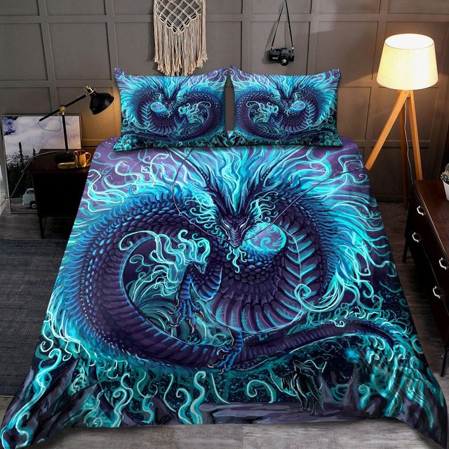JMG Household Supplies Bettwäscheset Gelbes Auge des Schwarzen Drachen, Gothic Fantasy Drachenmotiv, 2/3-teilig, B/H: 210 x 210 cm - Bild 1