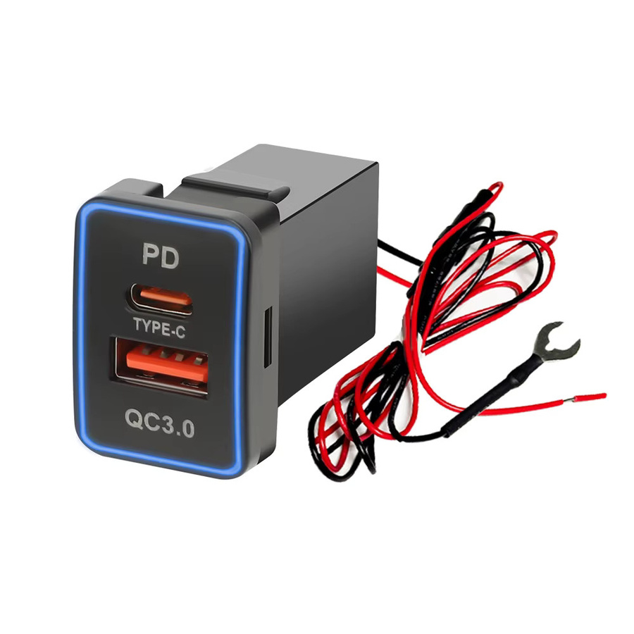kebidumei USB-C Schnellladegerät Adapter für Toyota Fahrzeuge, Wasserdicht, Schwarz, 23 x 32 mm - Bild 2