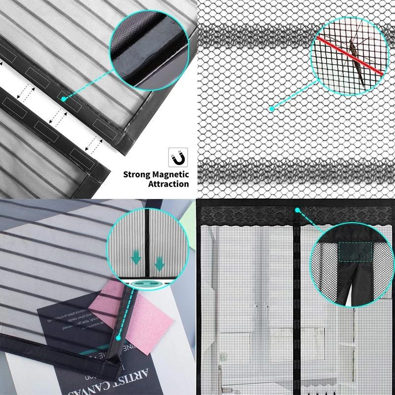 HOME369 Magnetisches Moskitonetz für die Tür, werkzeugloser Insektenschutz mit automatischem Verschluss, Farbe: Braun, B x H: 70 x 200 cm - Bild 7