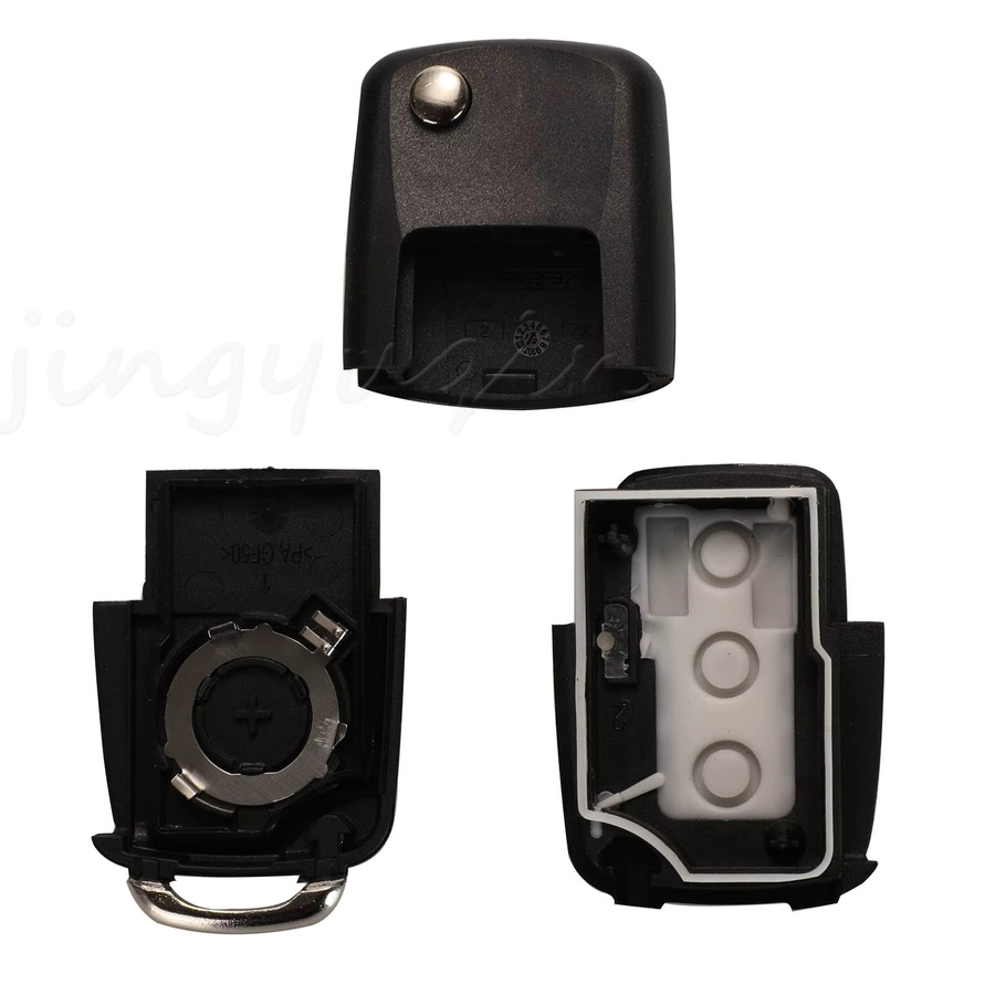 Jingyuqin Klappbarer Autoschlüssel ohne Klinge für Volkswagen VW Jetta Golf Passat B5 B6 Beetle Polo Bora Caddy MK5 Skoda in Schwarz - Bild 2