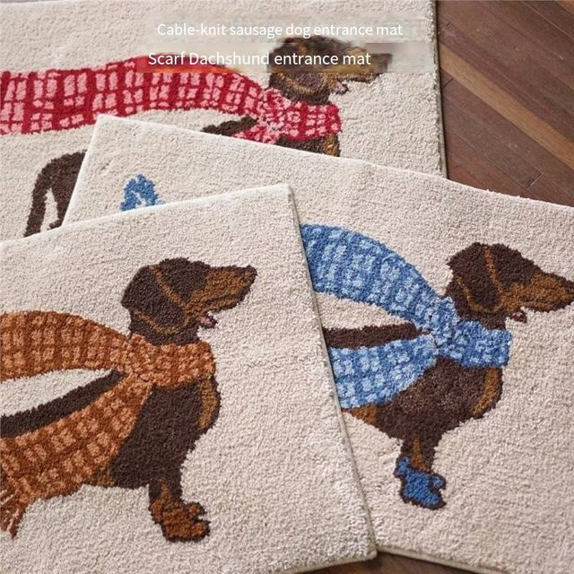 VIKAMA Plüsch Teppich im Wurst-Hund-Design, rutschfeste Bodenmatte für Badezimmer, Wohnzimmer oder Schlafzimmer, B/T: 60 x 40 cm - Bild 1