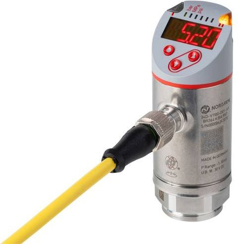 IMI Norgren Induktiver Drucksensor 34D-P040G-DA1-AA PNP, Farbe: Silber, Durchmesser: 34 mm, Höhe: 90,7 mm - Bild 1