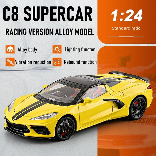 RMZ city C8 993 Miniaturmodell Supersportwagen, 1:22, Metall, mit öffnenden Türen, Rückziehfunktion - Bild 1