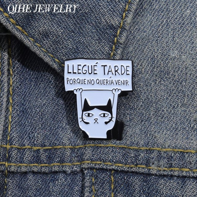 QIHE JEWELRY Brosche, Emaille, Lustige spanische Katze, Bunt, Unisex - Bild 1