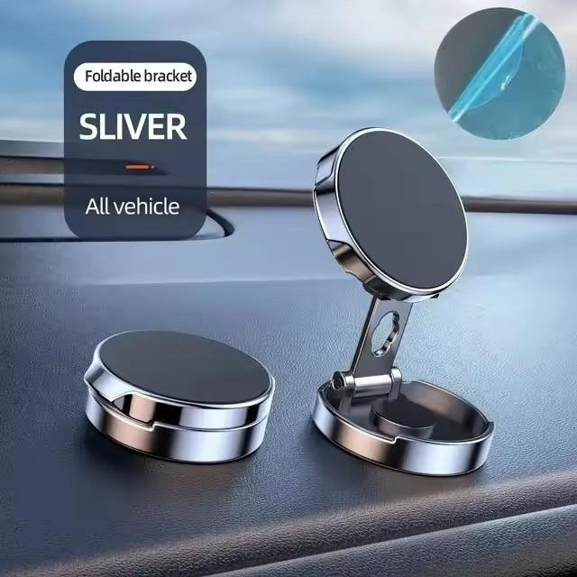 OLPAY Magnetische Auto Handyhalterung in Silber mit 720 Grad Drehung und faltbarer runder Halterung für universelle Smartphones - Bild 1