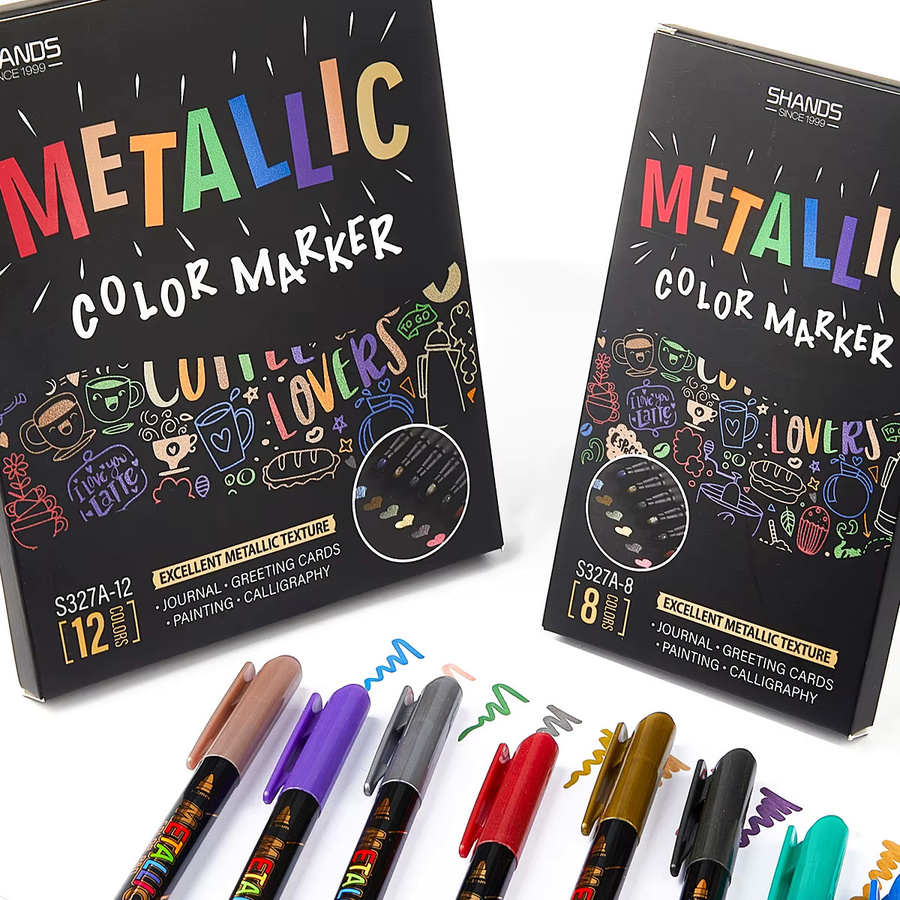Metall-Farbmarker-Set mit Bullet-Spitze in Multicolour, schnell trocknende Farbstifte für Tagebuchzeichnungen und Notizen - Bild 4